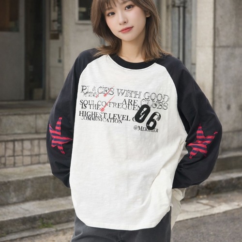 ラグラングラフィティプリントロンT 2col   R00842