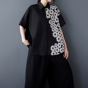 ビッグシルエット フラワー柄 プリントシャツ  30017