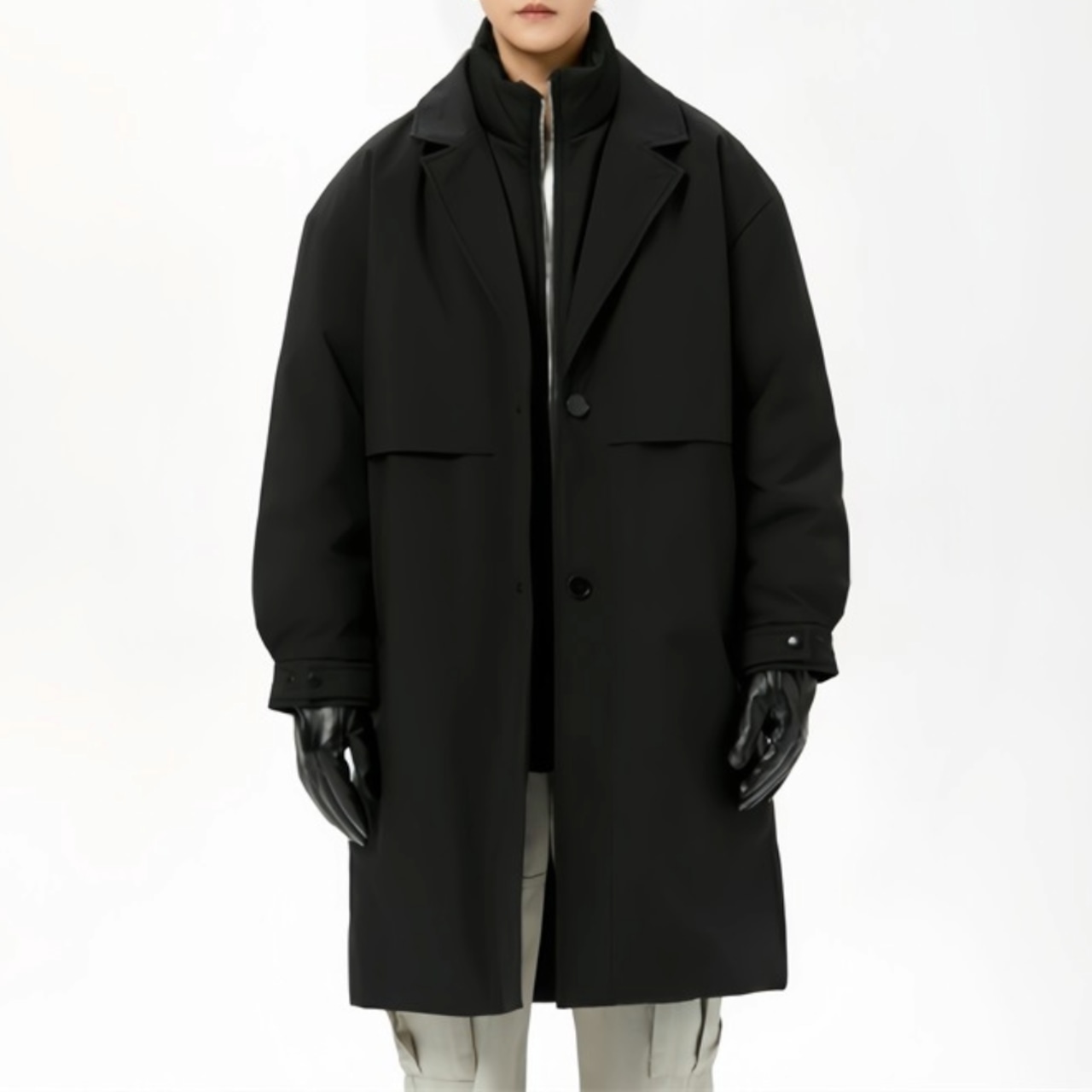 Layered Collar Long Coat / M–3XL　TB2641・画像8