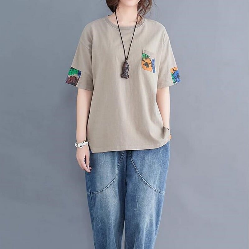 半袖ひまわりボックスTシャツ（4色）10003 | さらり＊ふわり