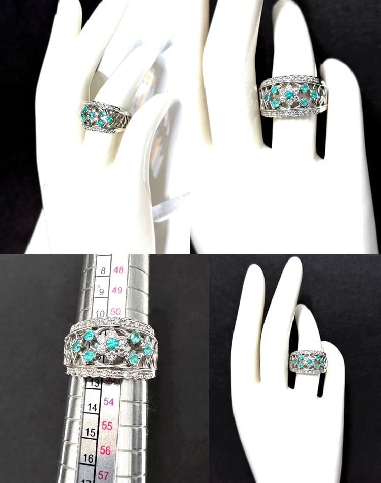 TASAKI タサキ パライバトルマリン パヴェ ダイヤモンド リング 33P