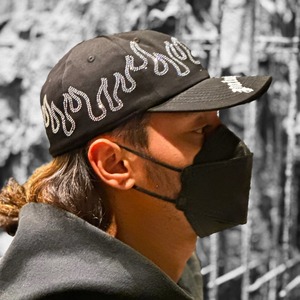 【Palm Angels】RHINESTONE BASEBALL CAP　BLACK/SILVER