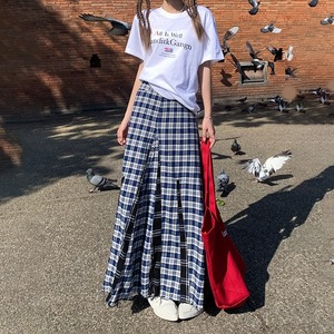 ロングスカート チェックスカート レディース フレアスカート マキシスカート チェック柄 Aライン ハイウエスト 大人可愛い カジュアル 大人 おしゃれ レトロ クール 存在感 春 夏 デート お出かけ 女子会 休日 旅行 普段使い 韓国系 スタイル 脚長 送料無料 XS S M L XL