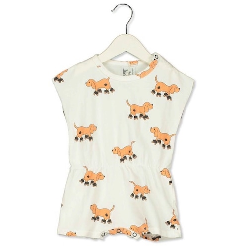 【lotiekids】【23SS】SKATING DOGS OFF WHITE BABY PLAYSUIT