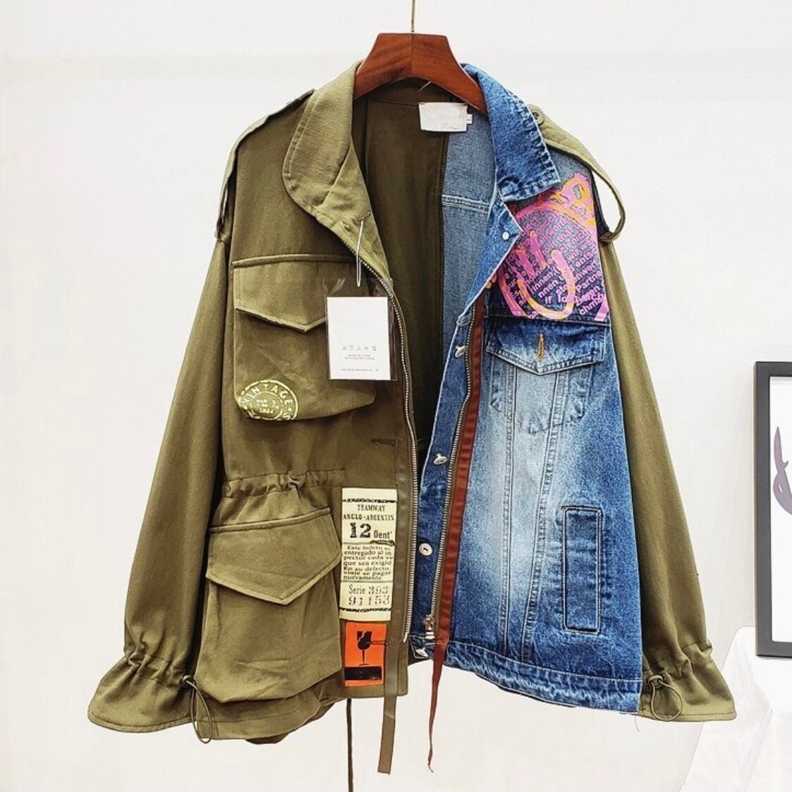 TR2939】〈Unisex〉Patchwork Denim Jacket | Tommorch