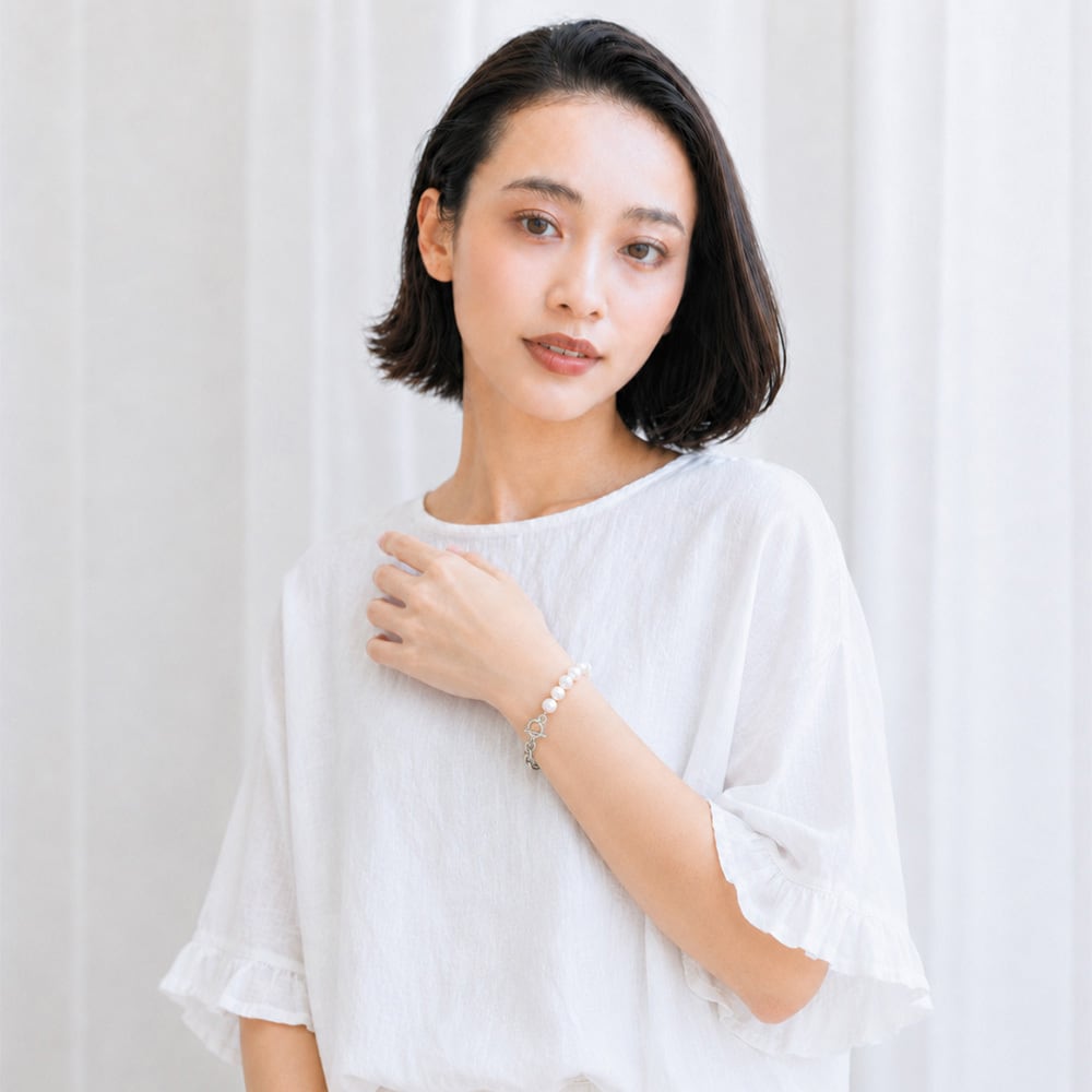 淡水パール ブレスレット / 7.0-8.0mm ポテト系バロックパールと