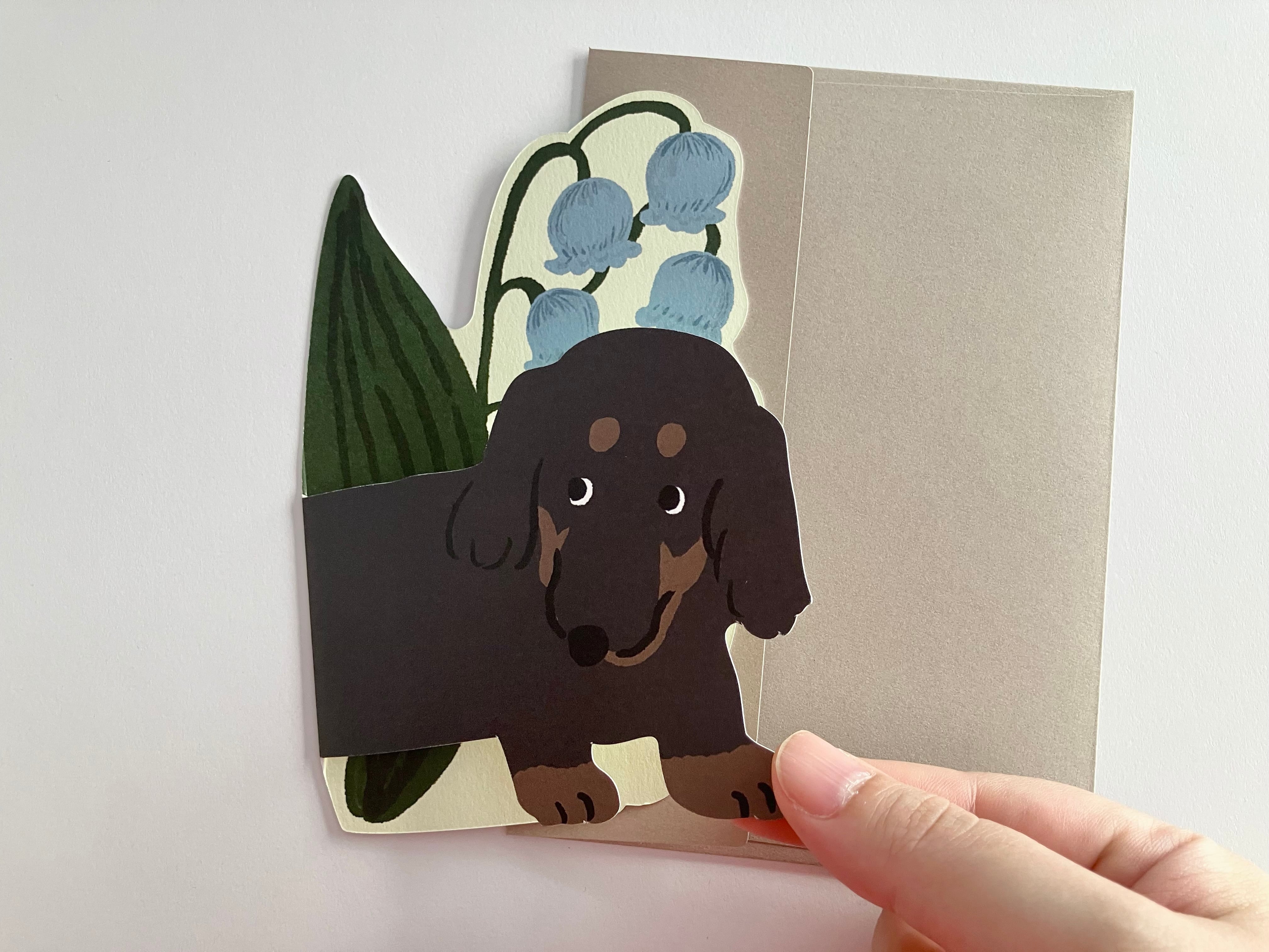 ダックス&鈴蘭 Bloom ダイカットグリーティングカード