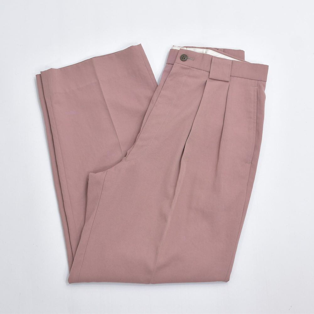 80s 日本製 PREPPIE プレッピー 2タック アルミYZIP ワイドテーパード スラックス トラウザーズ パンツ ダスティピンク ジャパンヴィンテージ ビンテージ 古着 メンズW30インチ相当