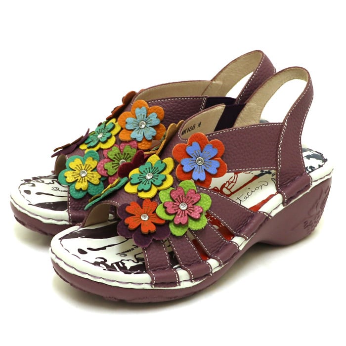 エスタシオン☆フラワーモチーフ厚底サンダル NK186【ﾚﾃﾞｨｰｽ】Estacion～エスタシオン～・フラワーモチーフ