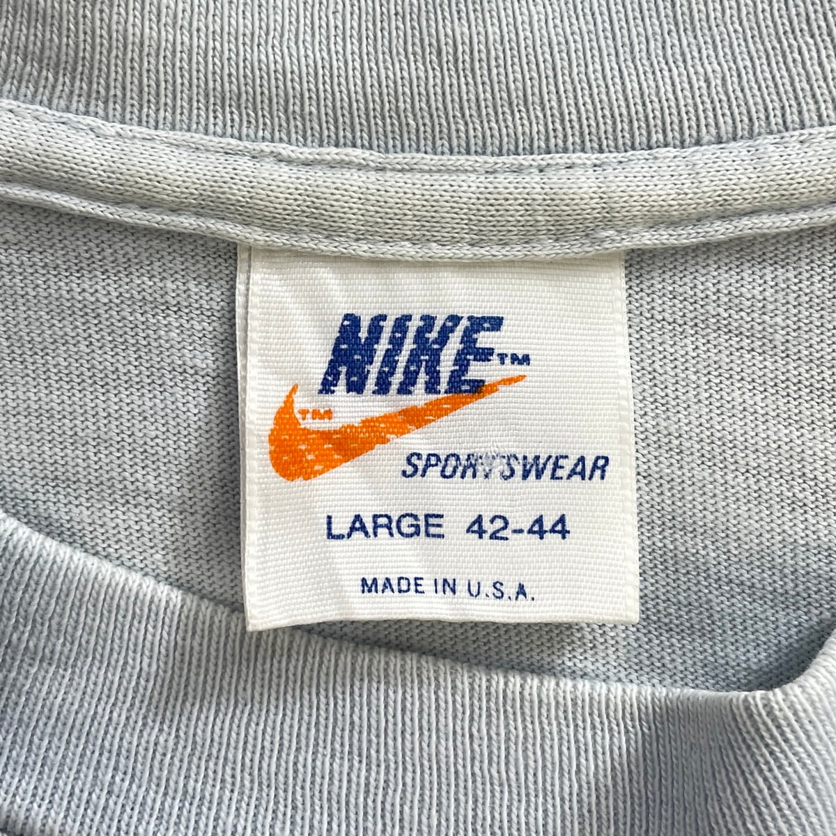 70s ナイキ 24連ゴツナイキ ロンT オレンジスウォッシュ Lサイズ 70-80年代 USA製 オレンジタグ ナイキ NIKE ゴツナイキ 連ロゴ 袖