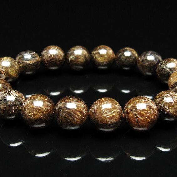 ルチルクォーツ ブレスレット 11mm ブロンズルチル ブレス 一点物 111-50829