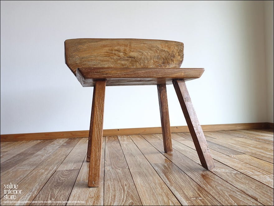 プリミティブチェアHaK スツール 椅子 イス オールドチーク無垢材 ベンチ 古材家具 一点物 世界三大銘木
