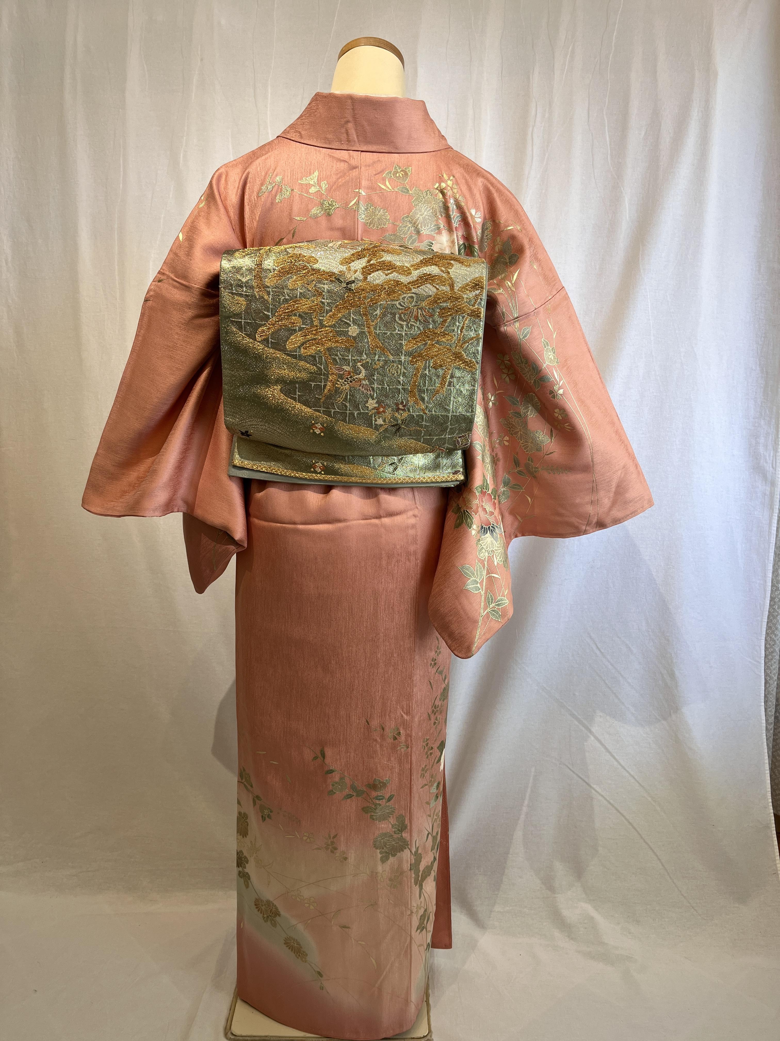 2252 高身長 金箔 訪問着 袷単品 Houmongi (lined kimono
