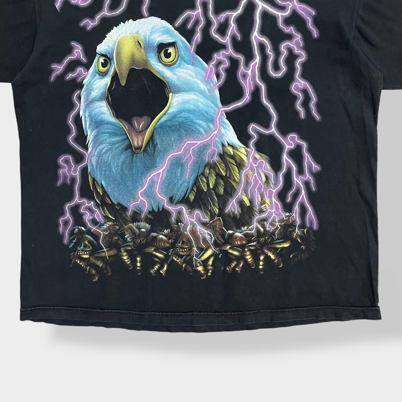 【SPARKY】アメリカンサンダー風 Tシャツ 両面プリント バックプリント イラスト プリント 個性的 迫力 L相当 Thunder US古着