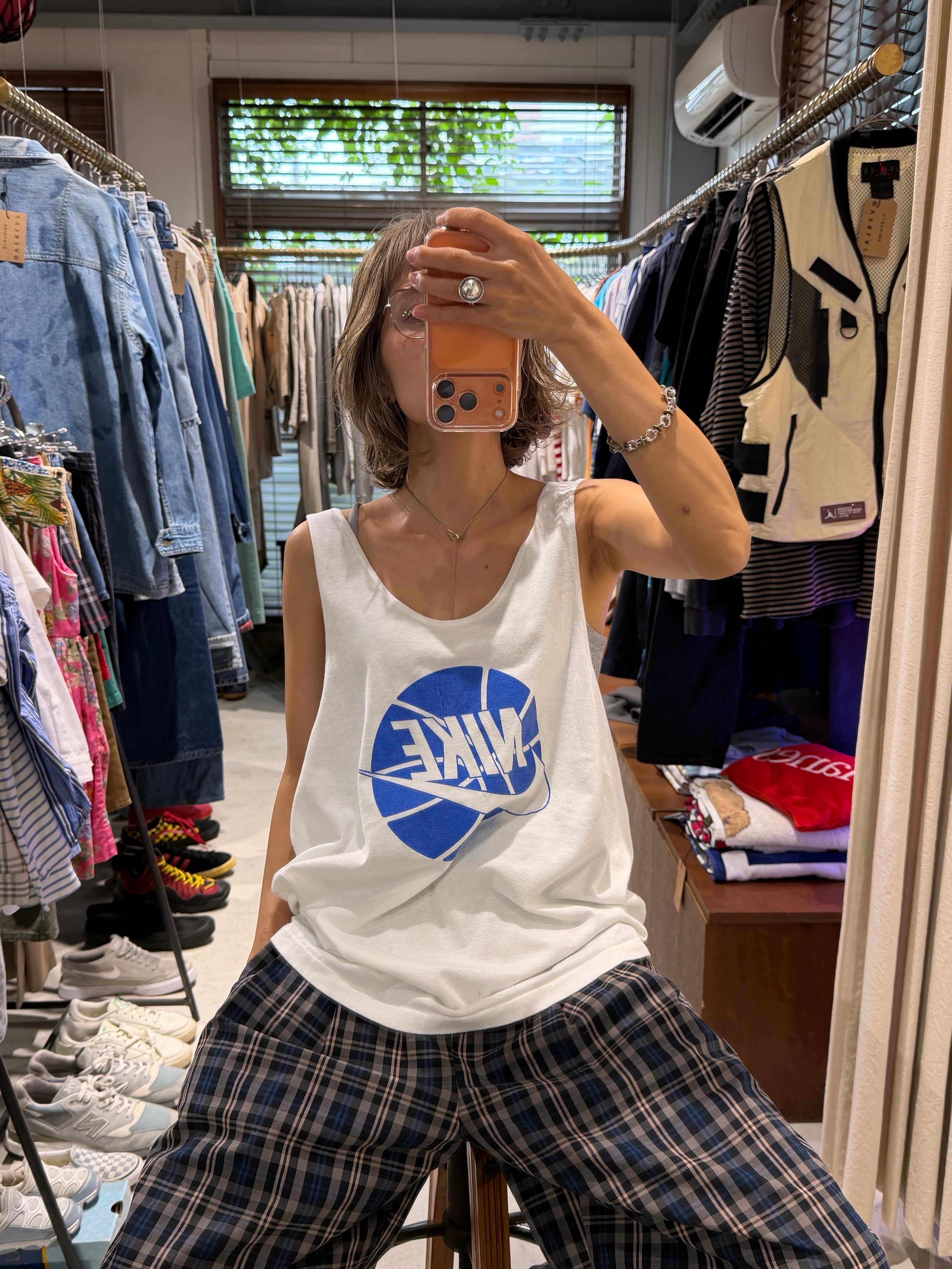 (CS2439)90's Nike logo tanktop made in USA
