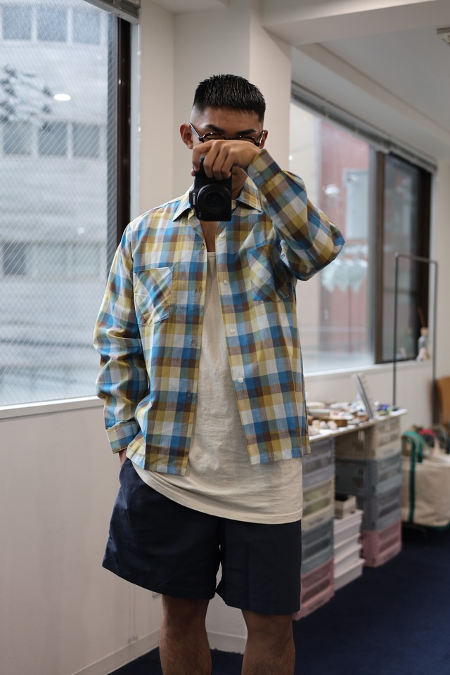 Deadstock M 80s Towncraft 香港製 綿ポリ 長袖チェックシャツ タウンクラフト