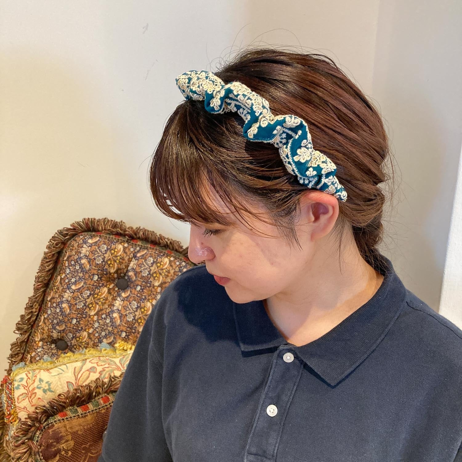 くしゅくしゅ刺繍リボンカチューシャ | Dua-アクセサリーパーツショップ