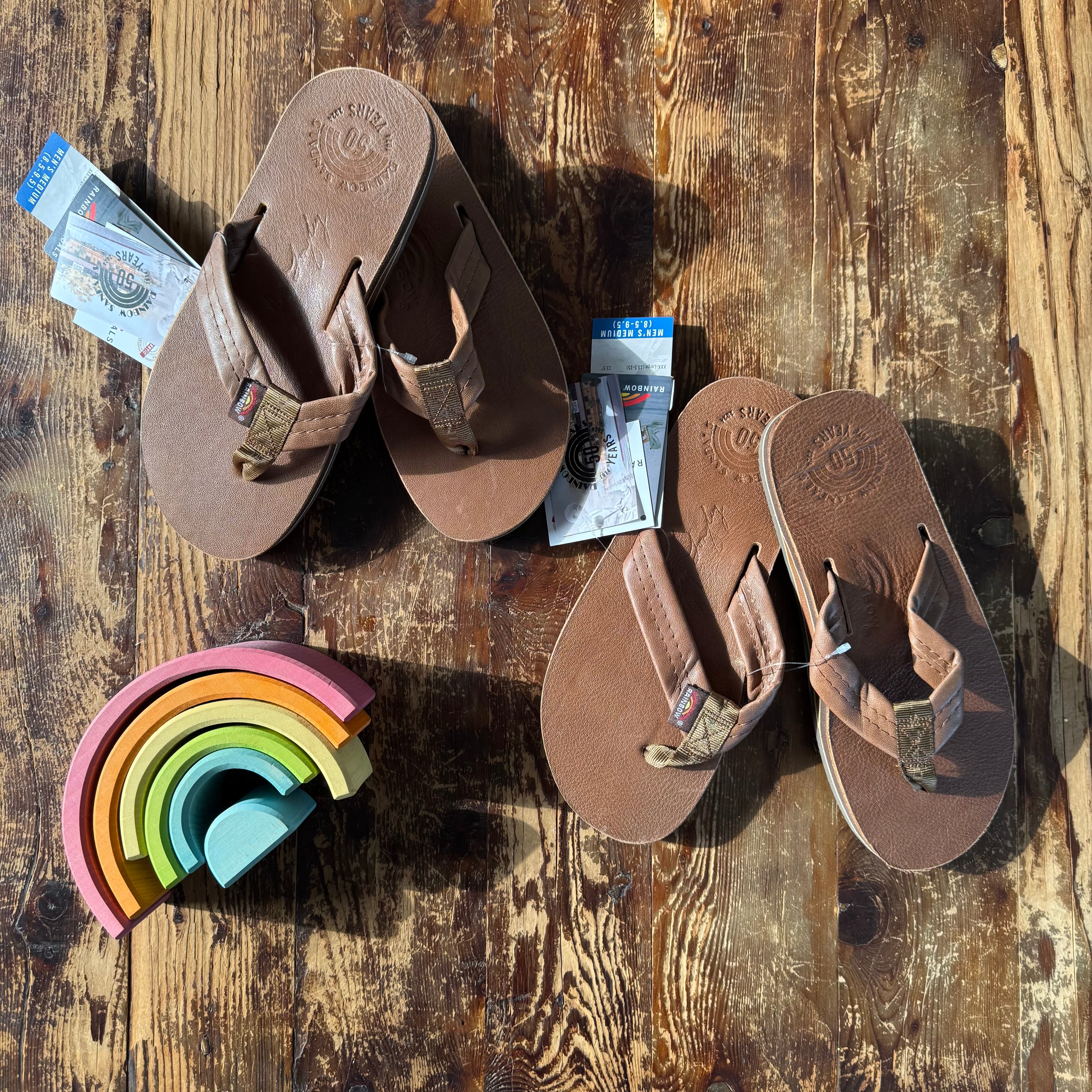 Only One left! 50th Anniversary! "Rainbow Sandals"Single Layer/Coffee Leather