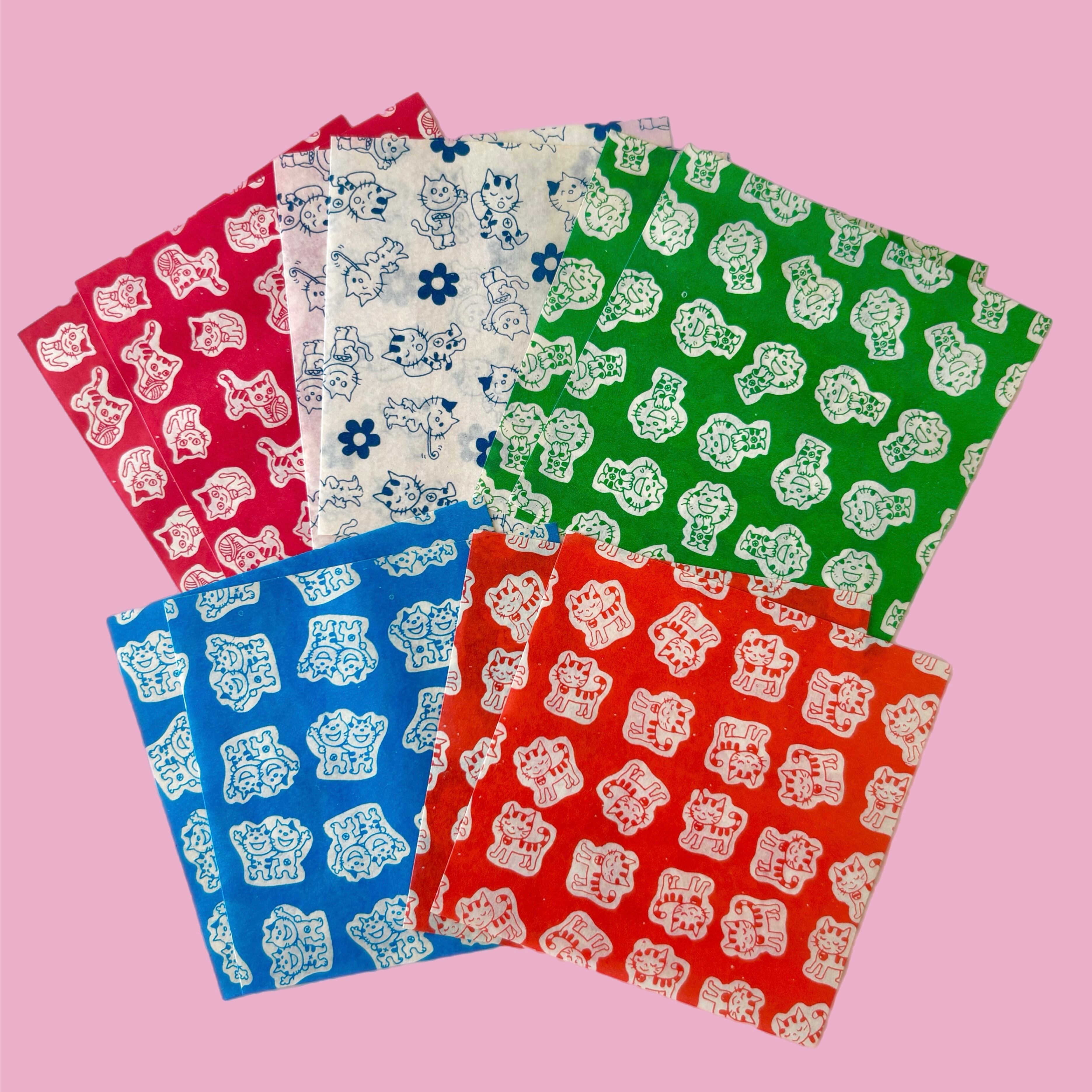 60s☆猫柄千代紙5種10枚セット | ガラクタや ネバーランド