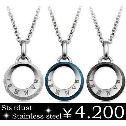 【年始セール】ネックレス ブルー ピンクゴールド スチールシルバー ステンレス ジルコニア ローマ数字 gps8312big