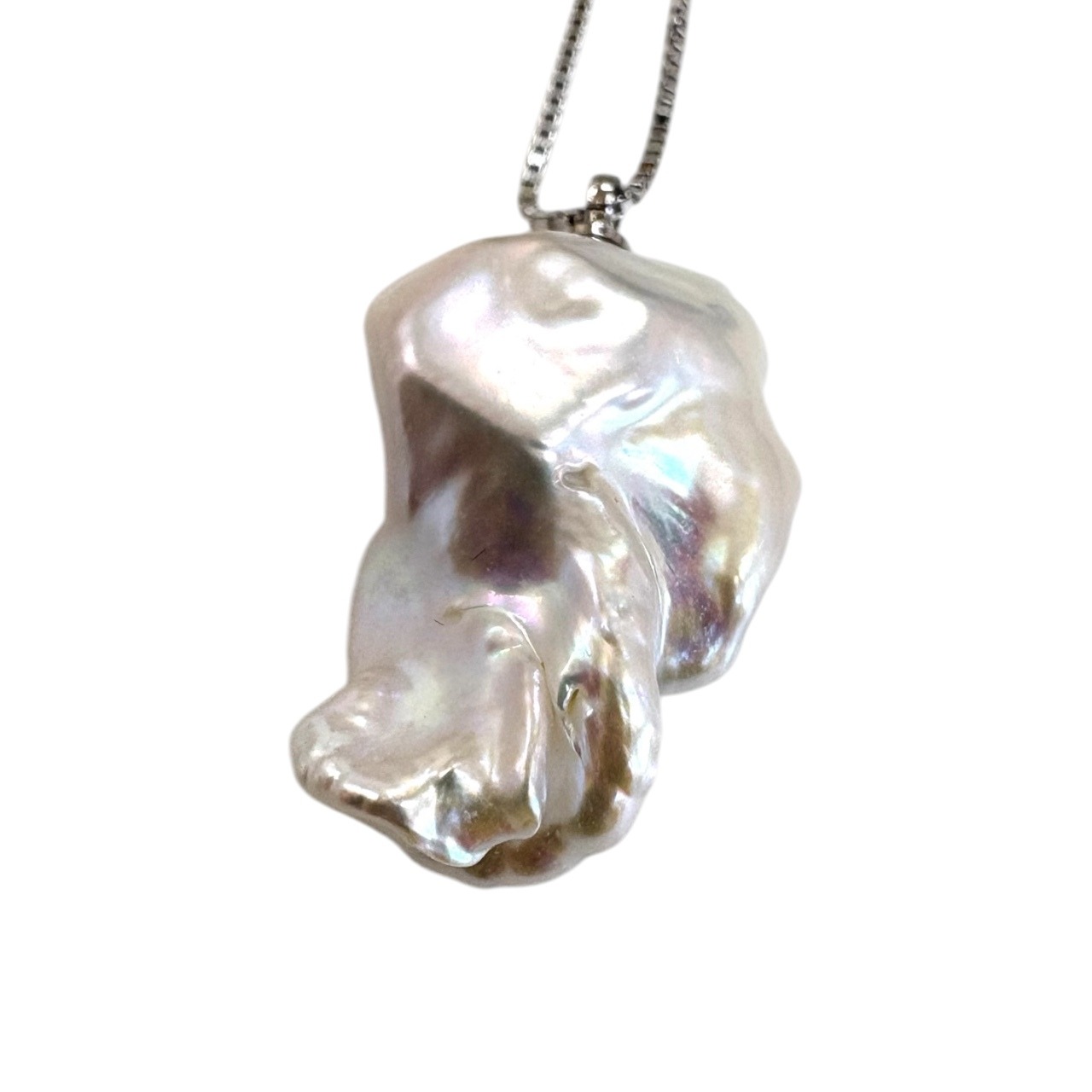 【限定１本】世界にひとつだけの天然淡水バロックパールネックレス（チェーン全長56cm／専用BOX付き）