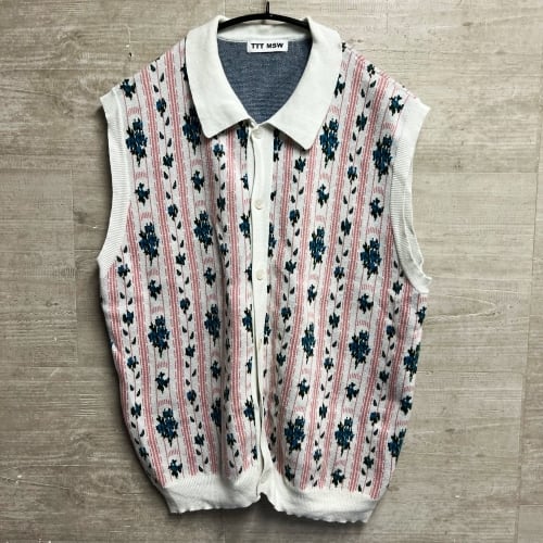 TTT_MSW ティー 22SS Flower Jacquard Knit Vest sizeL ホワイト 【中目黒B07】【中古】【メンズ】 |  ブランド古着Brooch powered by BASE