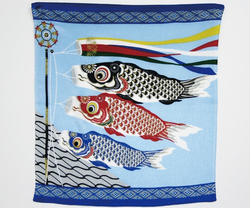 【端午】R中巾　屋根より高い鯉のぼり　ブルー