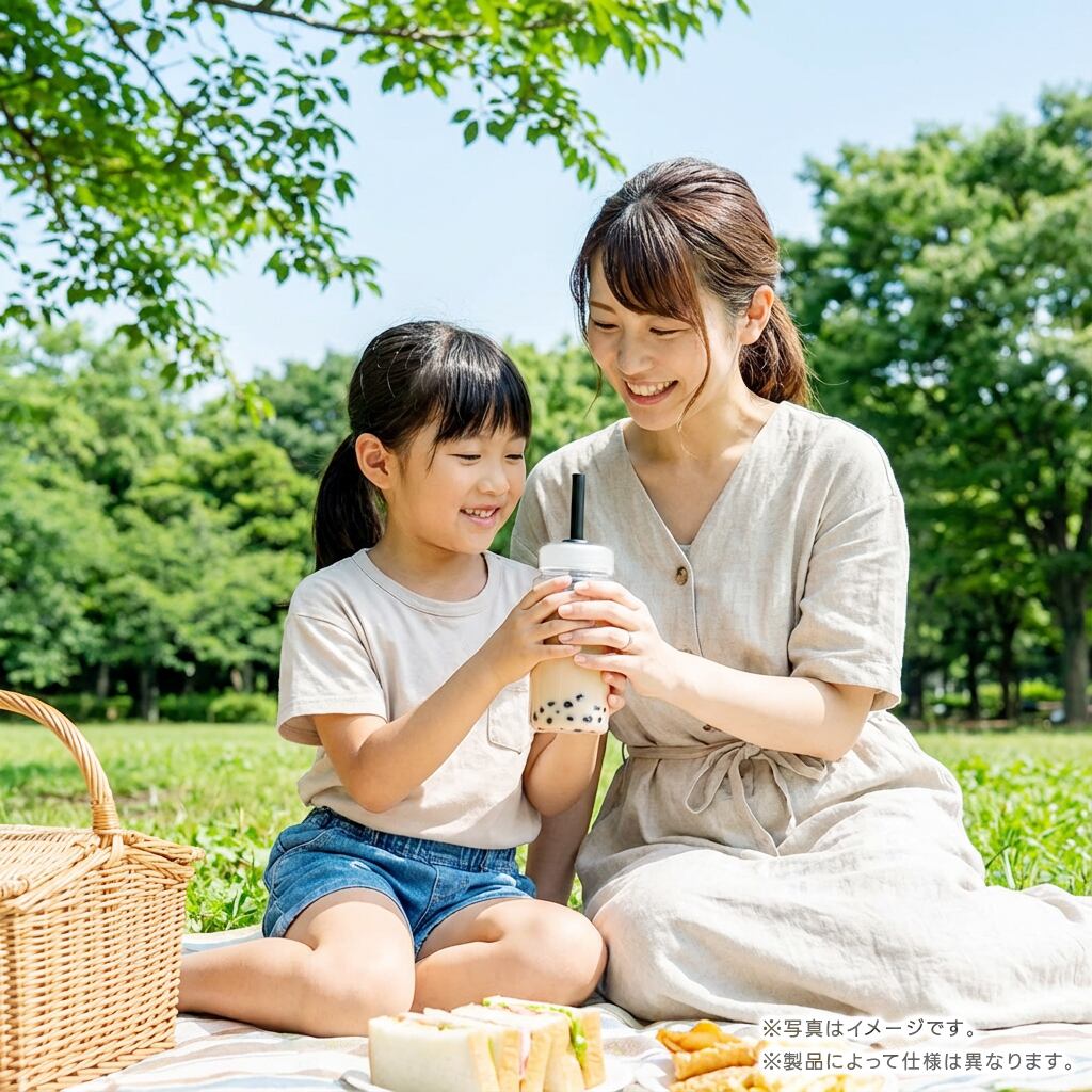白色】タピオカ専用ドリンクボトル（専用ストロー5色セット付き