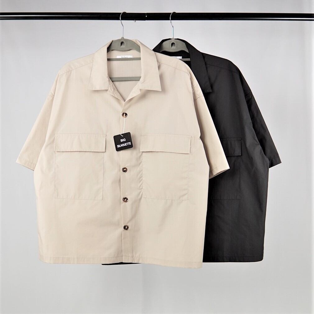 メンズ ワイドオープンカラータイプライターシャツ Groowfashion