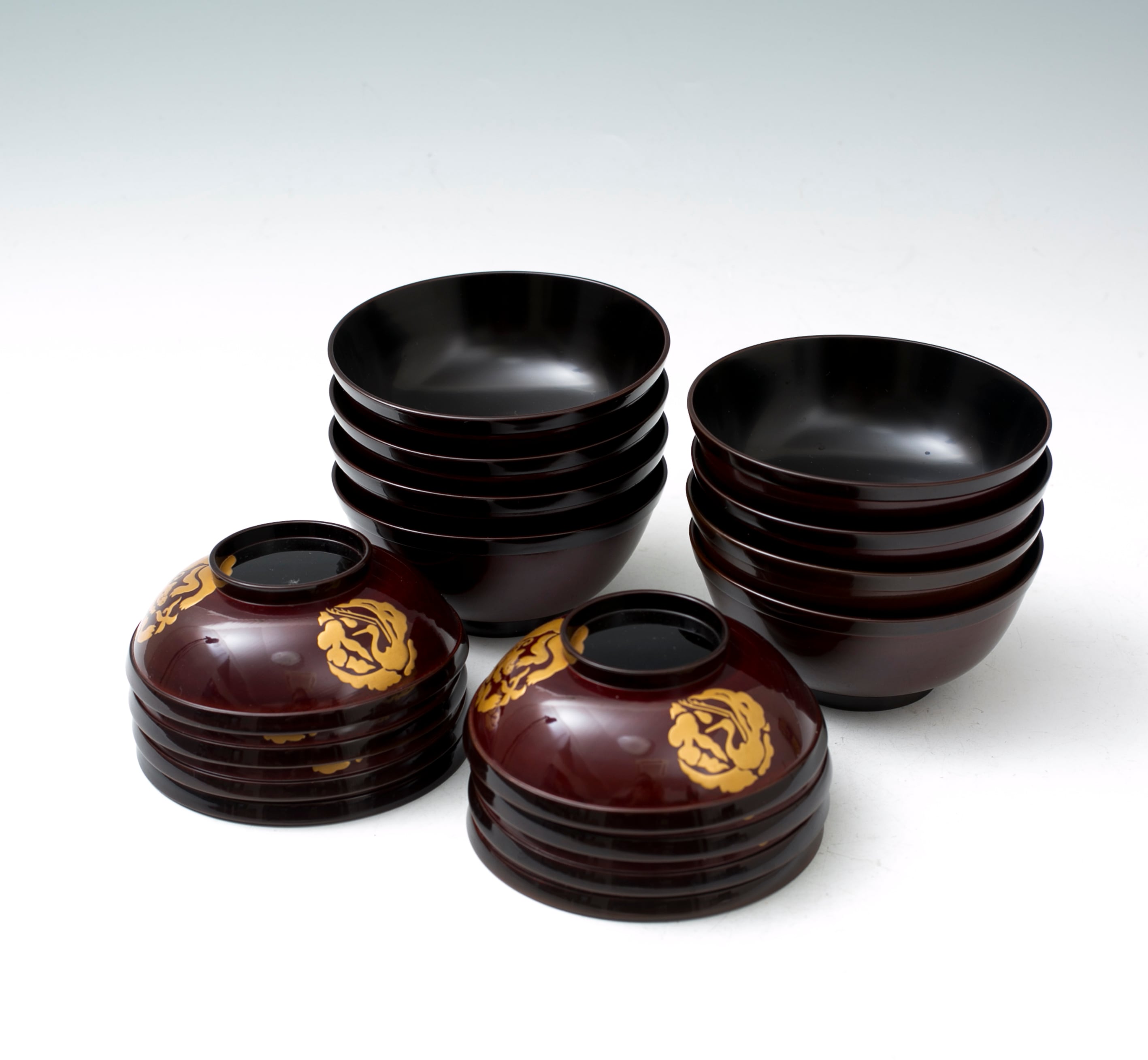 懐石道具 木製漆器 平安 象彦 菊蒔絵 目出度い 小吸物膳 5客 共