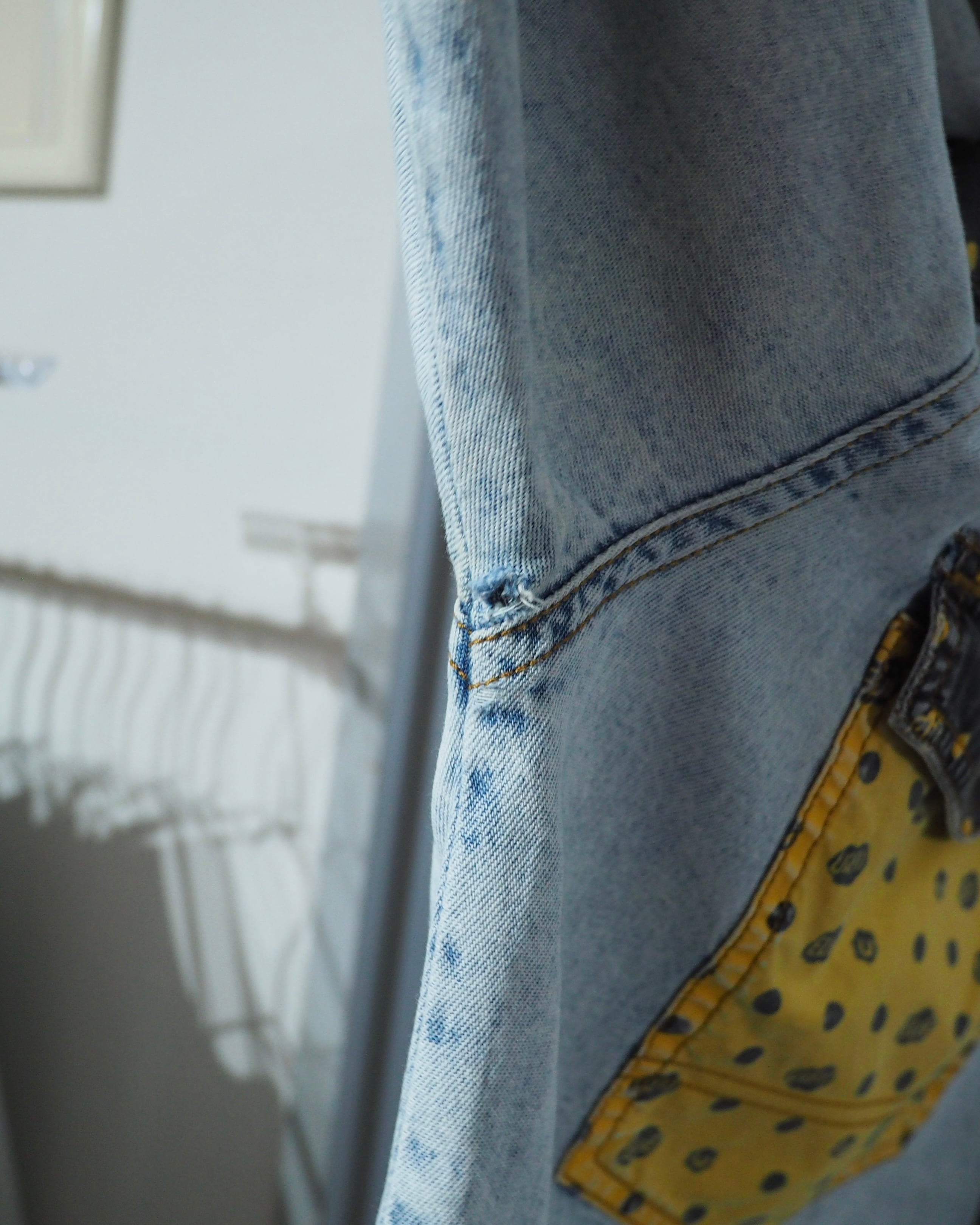 1990s " GET NAME USED " Dot Patchwork Custom vintage loose shirt