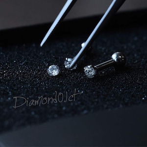 【 受注製作 】 0.1ct 小ノ極 天然 ダイヤモンド ボディピアス 軟骨ピアス 3mm 石 立爪 ピアス 片耳ピアス dmb001 Aクラス 14G 16G