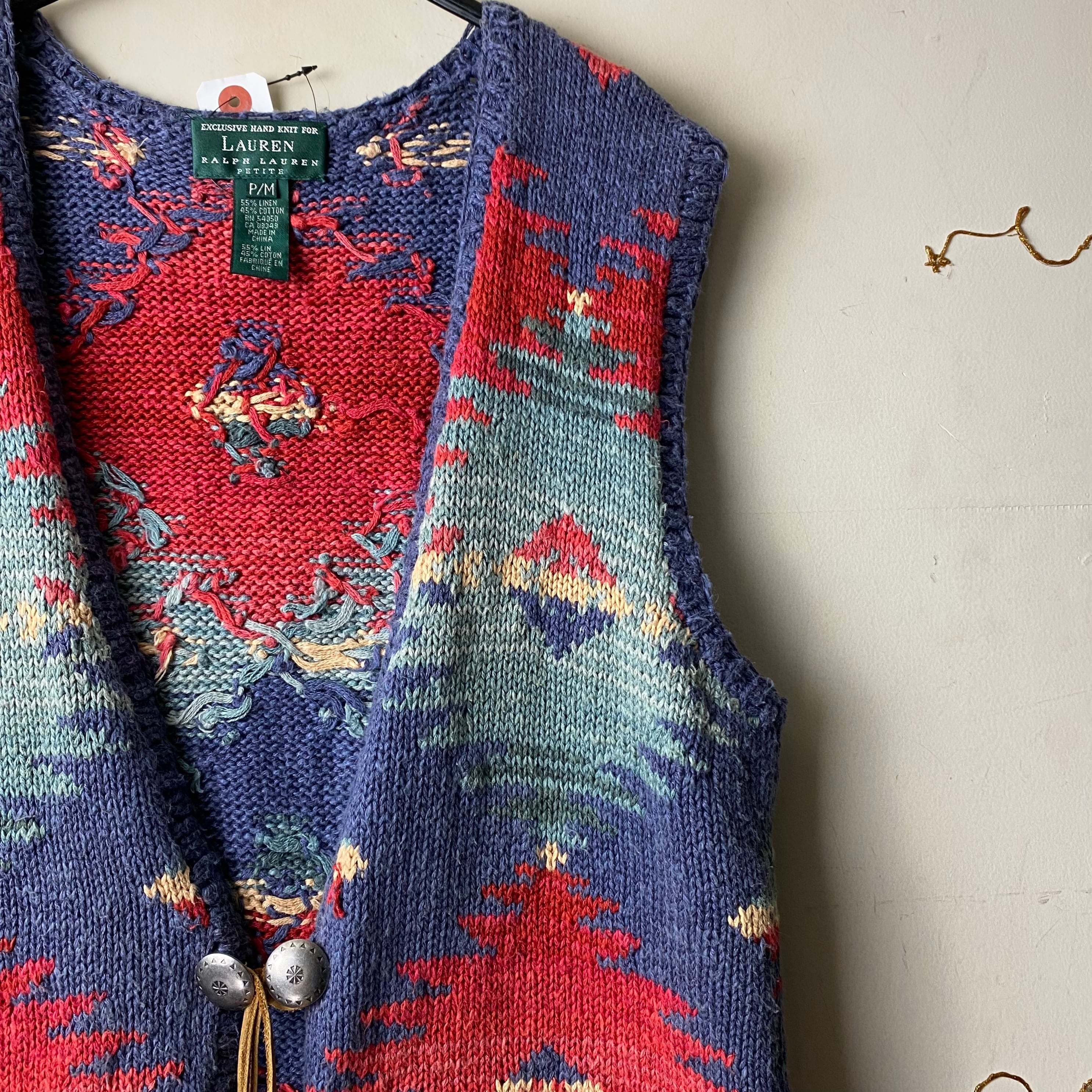 LAUREN RALPH LAUREN native pattern hand knit vest | NOIR ONLINE