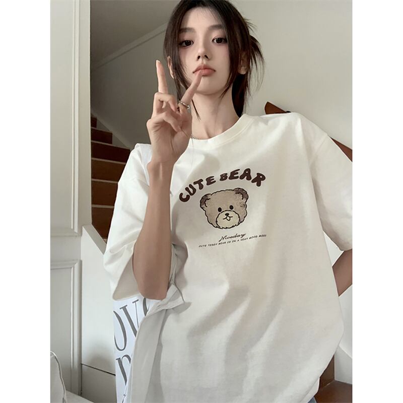 トップス Ｔシャツ ベアー ホワイトシャツ レディース 韓国