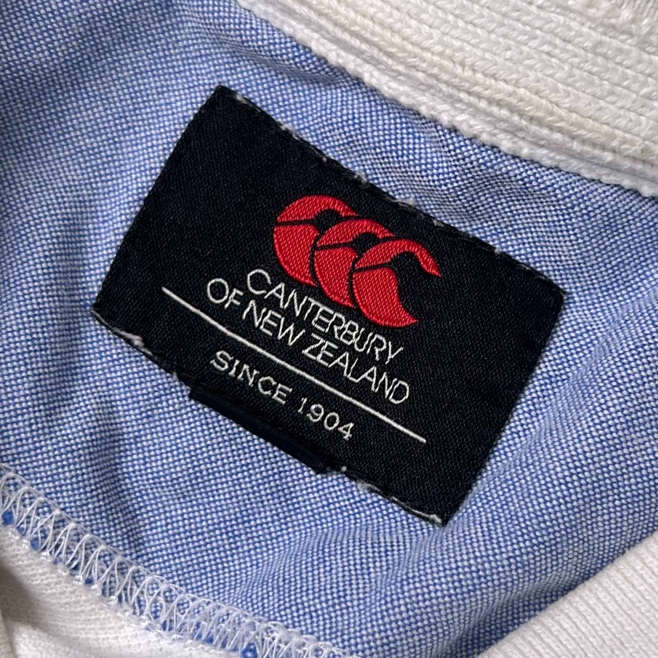 CANTERBURY OF NEW ZEALAND カンタベリー ボーダー 鹿の子 半袖 ポロシャツ ラガーシャツ 3L/グレー×ホワイト メンズ