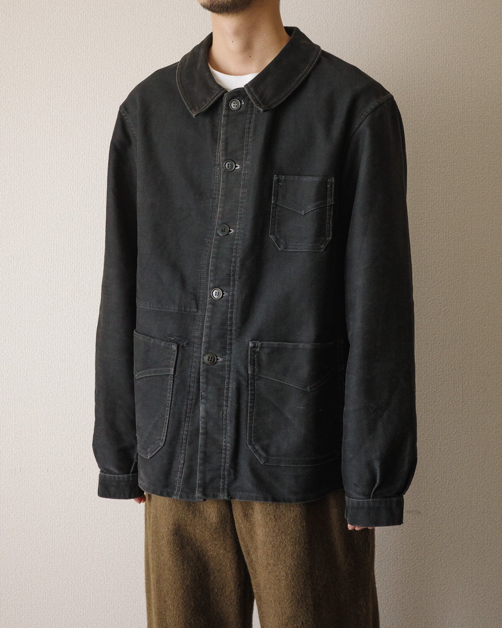 50's French Black Moleskin Jacket -Le Mont Rouge- | Pay ID