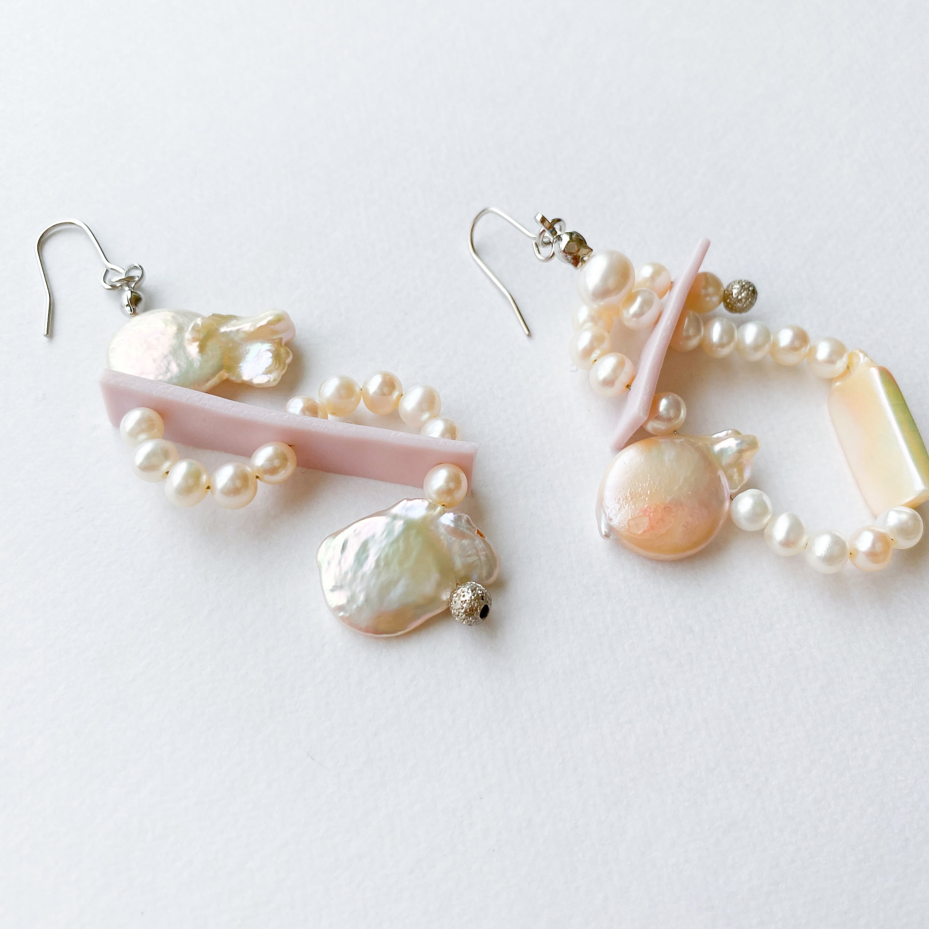 淡水パールのくねくね(ピアス/イヤリング)