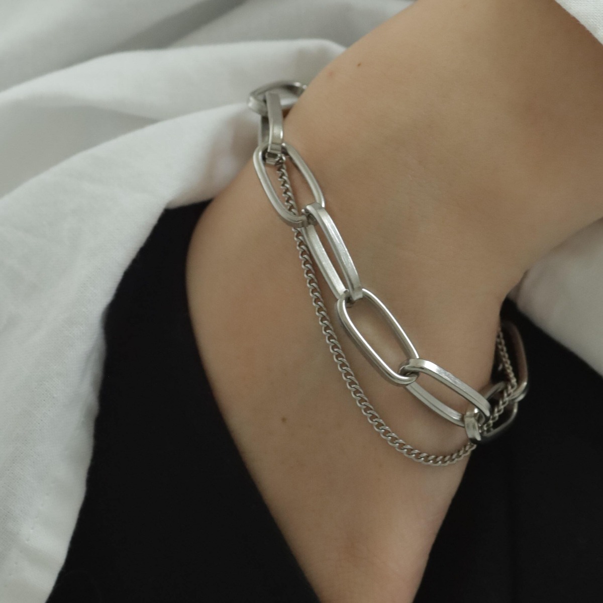 316L double thick chain bracelet #b24 | fino（フィノ）