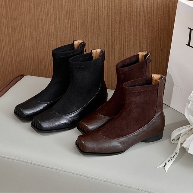 leather suede combination boots〈2colors〉