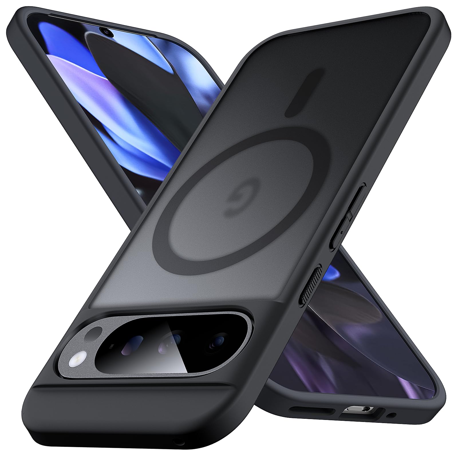 Anqrp Google Pixel 9 Pro XL用 ケース 半透明 耐衝撃 滑り止め 米軍MIL規格 指紋防止 マット感ケース ストラップホール付き スマホケース 薄型 Pixel9 プロ XL カバー 6.8インチ マットブラック