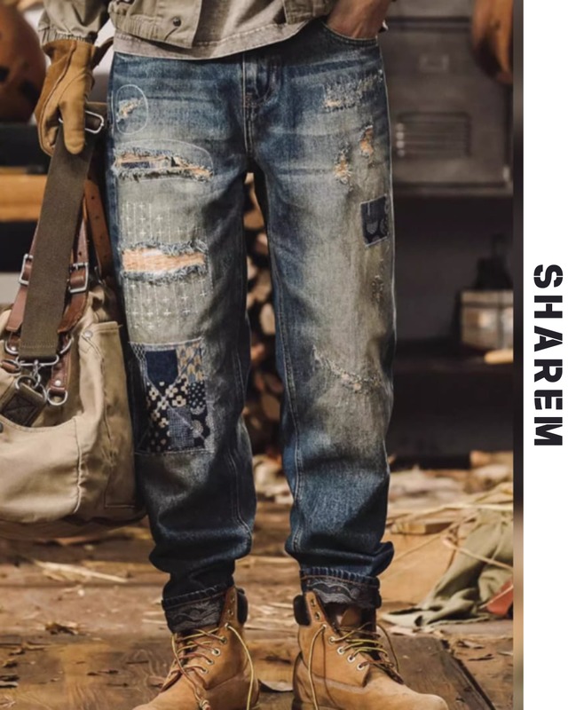 Personality Hole  Straight Jeans  B0218