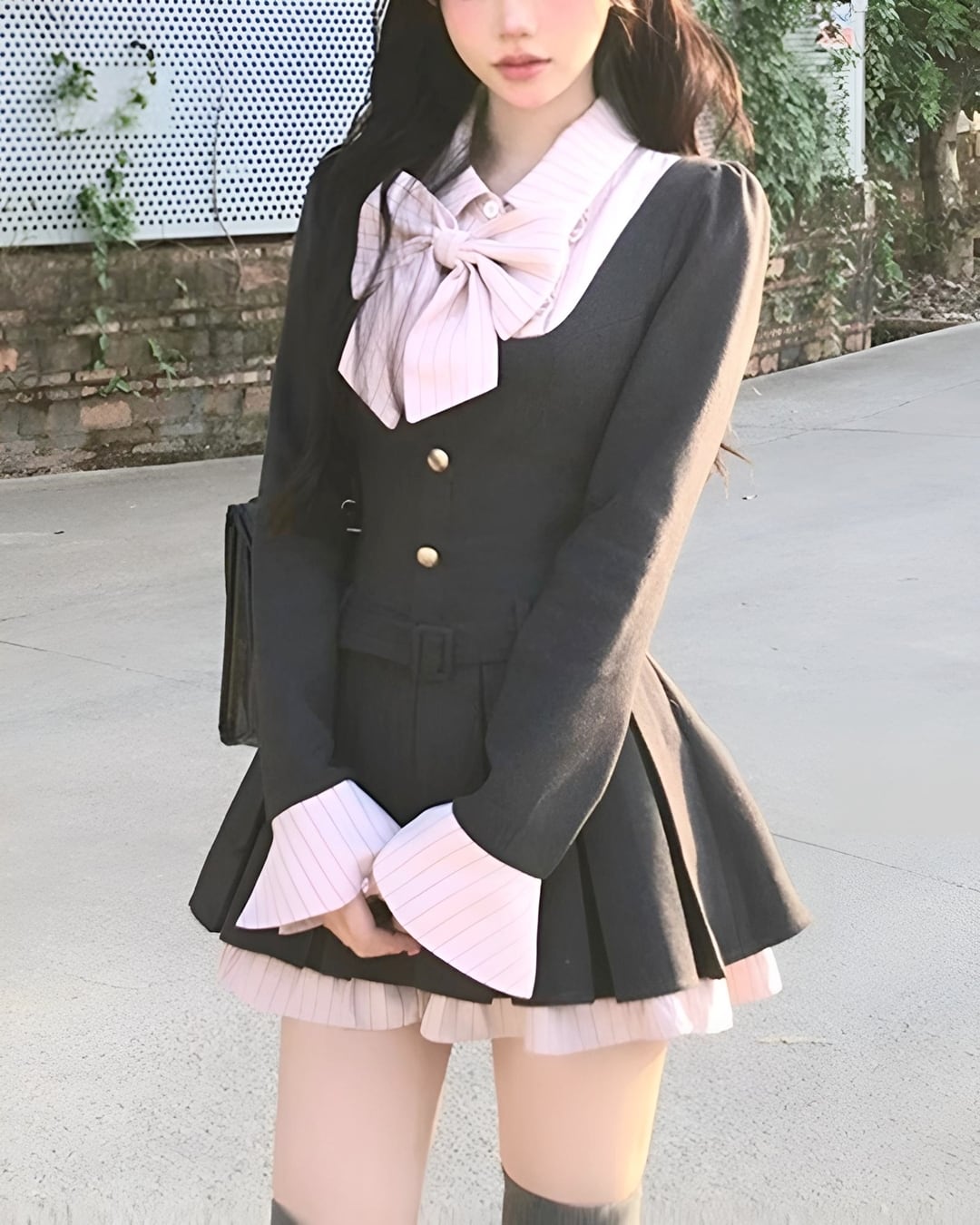 カレッジストライプリボンプリーツワンピース（2 colors） 24WP12015