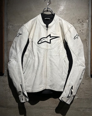 【Caka】“Alpinestars” 90‘s White Color Leather Racing Jacket