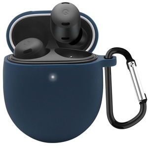 【在庫のみ】【2023改良モデル】KANOYO Google Pixel Buds Pro 用 ケース 全面保護カ シリコン保護ケース Pixel Buds Pro case キズ防止 耐衝撃 装着充電可能 軽量 カラビナ付き(ブルー)