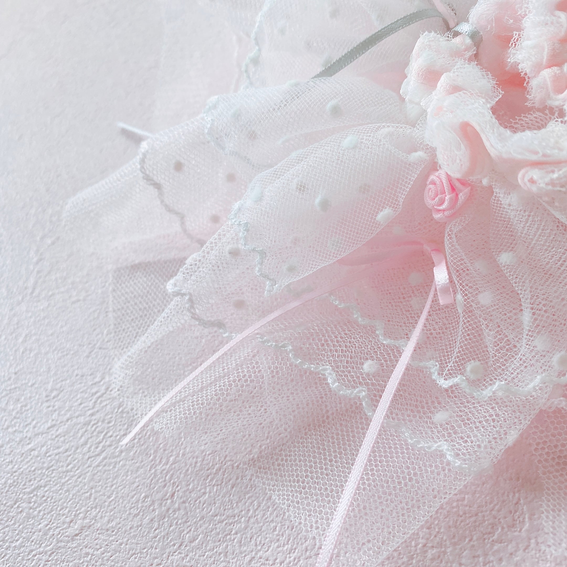 モネ少女　Big シュシュ　ピンクとグレー