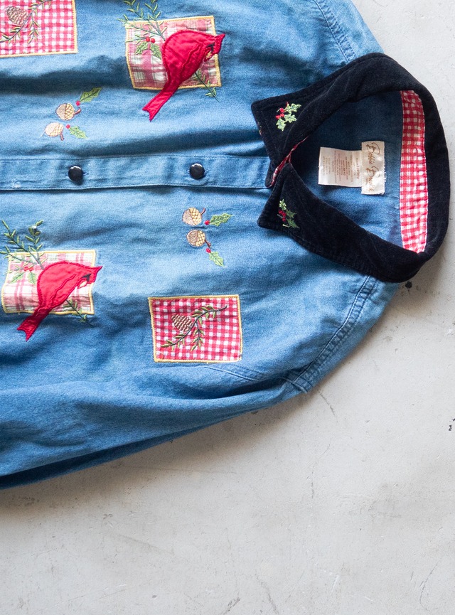 "Bobbie Brooks" 1990s Denim embroidery shirt