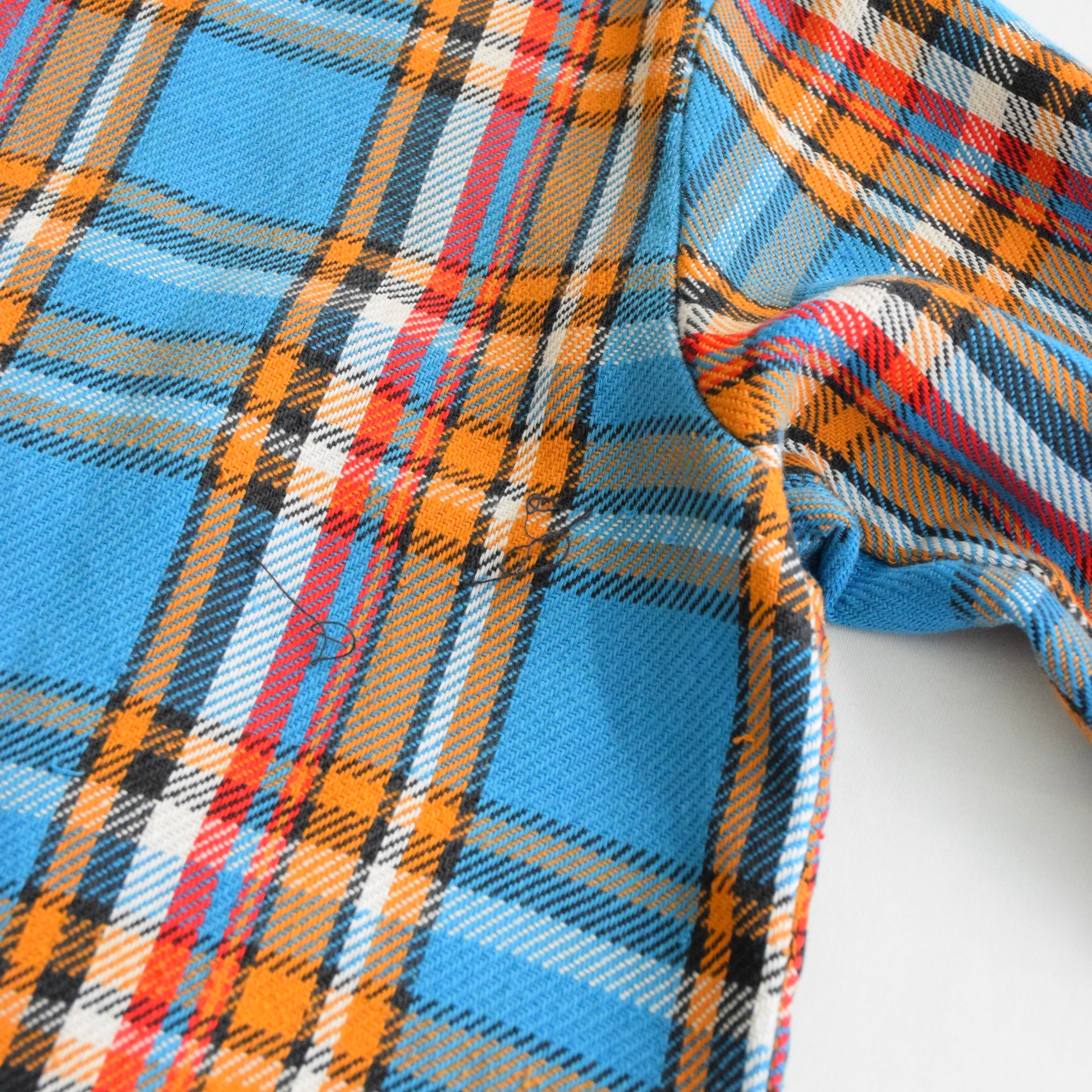 60's FIVE BROTHER ネルシャツ メンズL ブルー×オレンジ ヘビネル