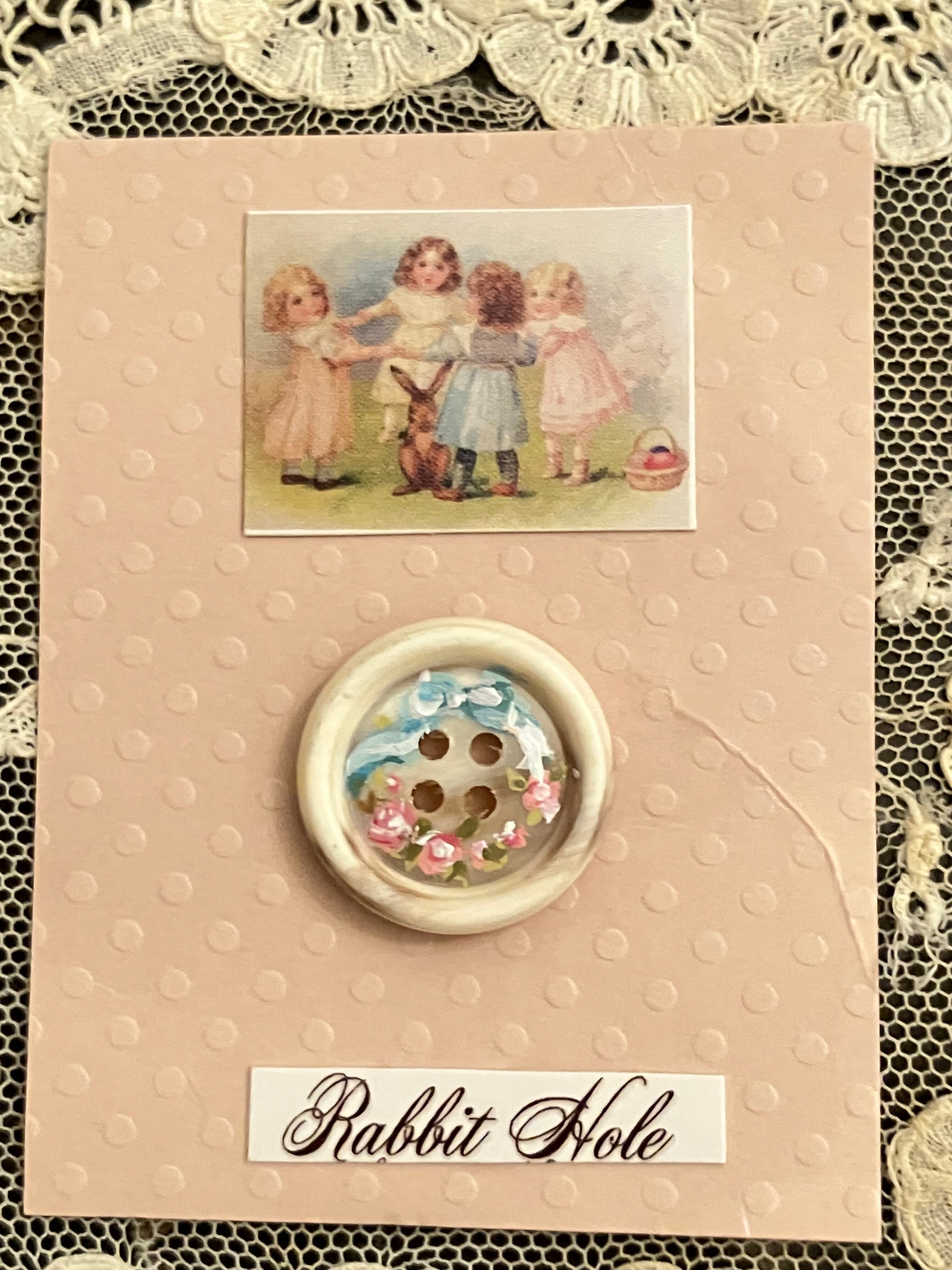 手書きリボンとミニローズ 水牛ボタン Rabbit Hole ラビットホール