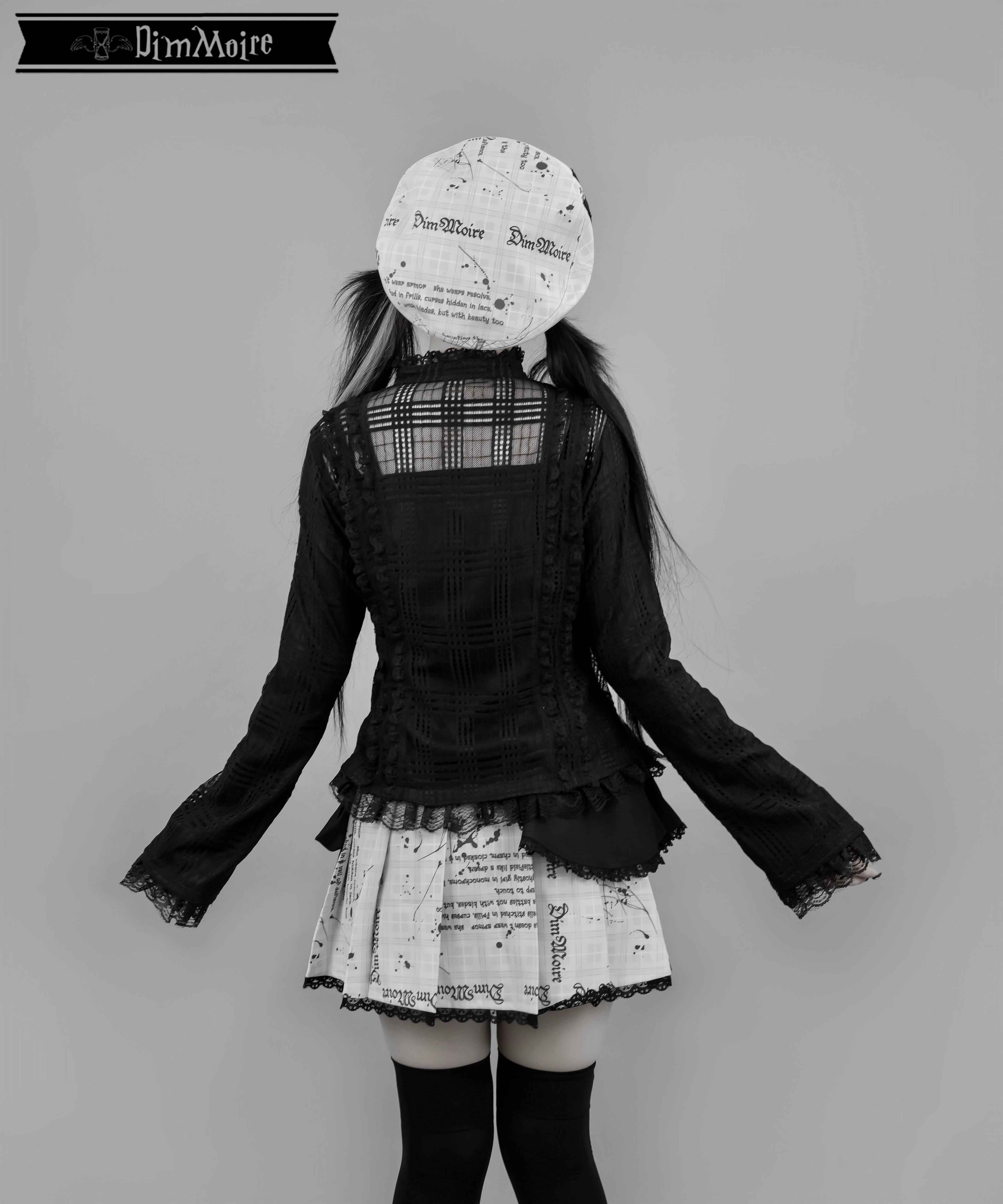 魅了のロゴリベットベレー帽 【Whiteチェック】 | DimMoire