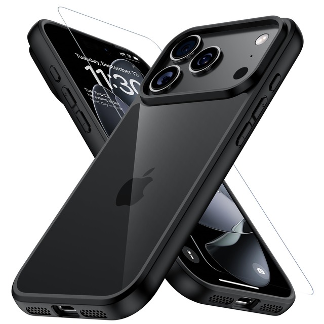 XIWXI for iPhone18pro 用 ケース ブラック 耐衝撃 ガラスフィルム付き いphone18pro ケース アイフォン18 pro用